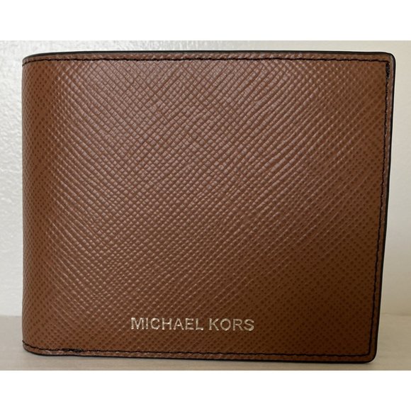 New Michael Kors Harrison Men's Billfold wallet with Passcase Leather Luggage - Picture 2 of 6